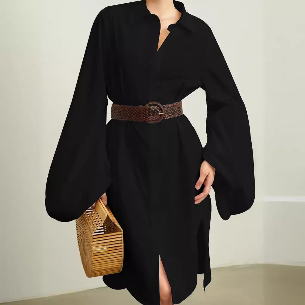 Autumn And Winter Women's Loose Long Sleeve Shirt Dress 5