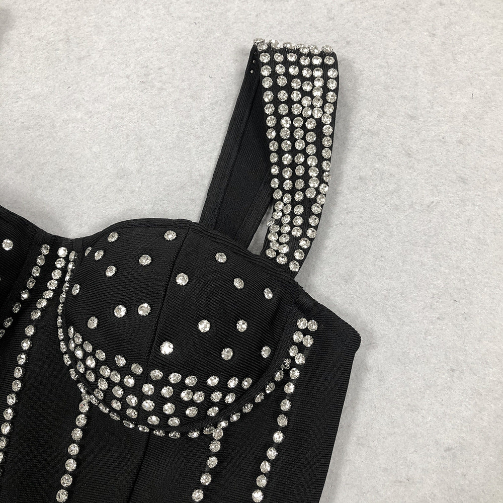 Beaded Strap Slim High Slit Formal Party Evening Dress 5