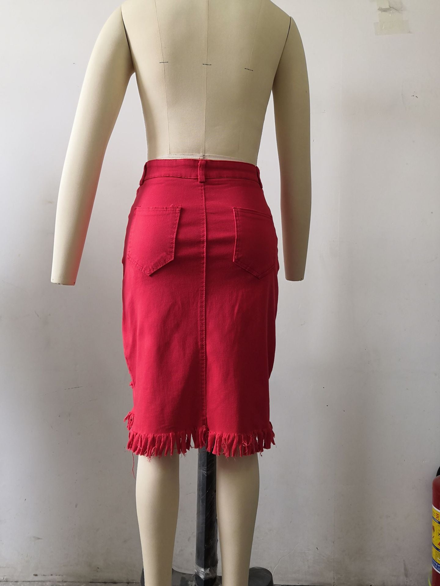 Women Summer Solid Stretch Denim Skirt Without Belt 11