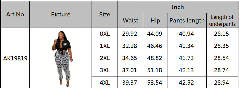 Plus Size WomenKnitting Stripe High Waist Trousers 8