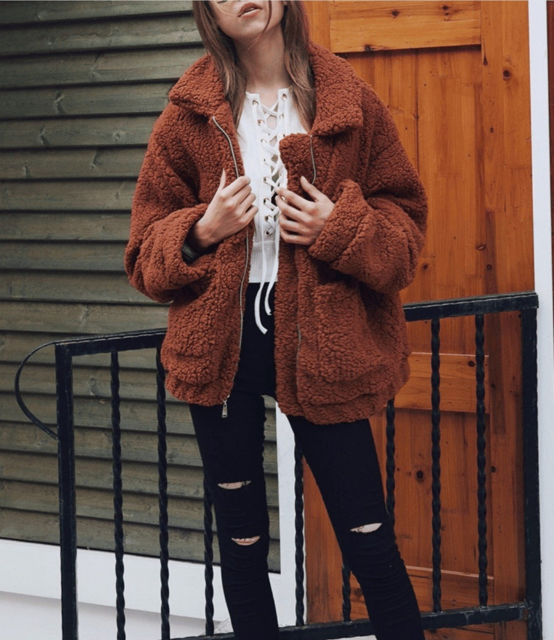 Faux Fur coat for womenautumn and winter plush Casual coat 5