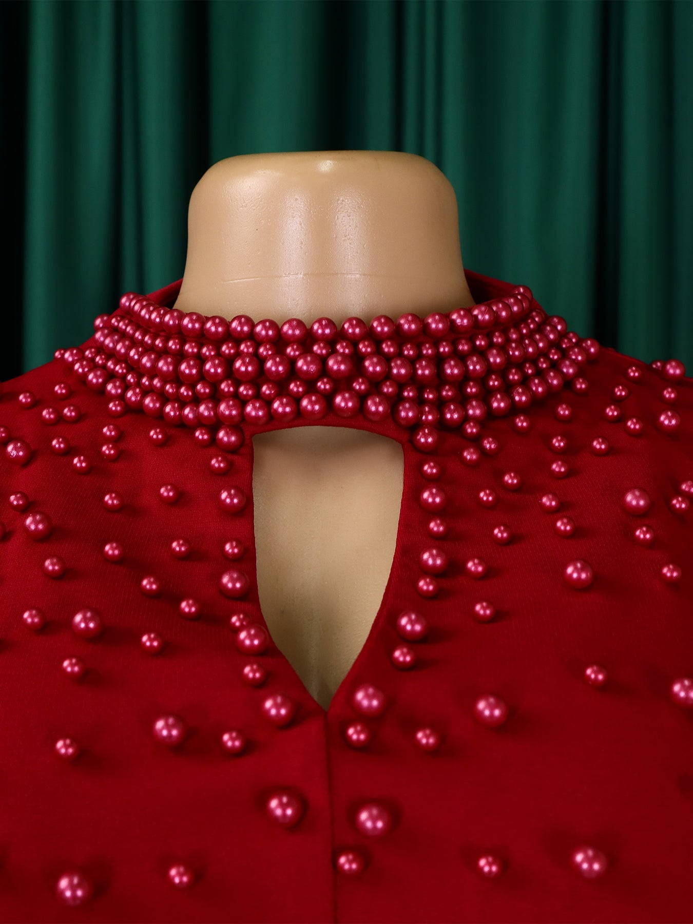 Women High Neck Elegant Beading African Dress 18