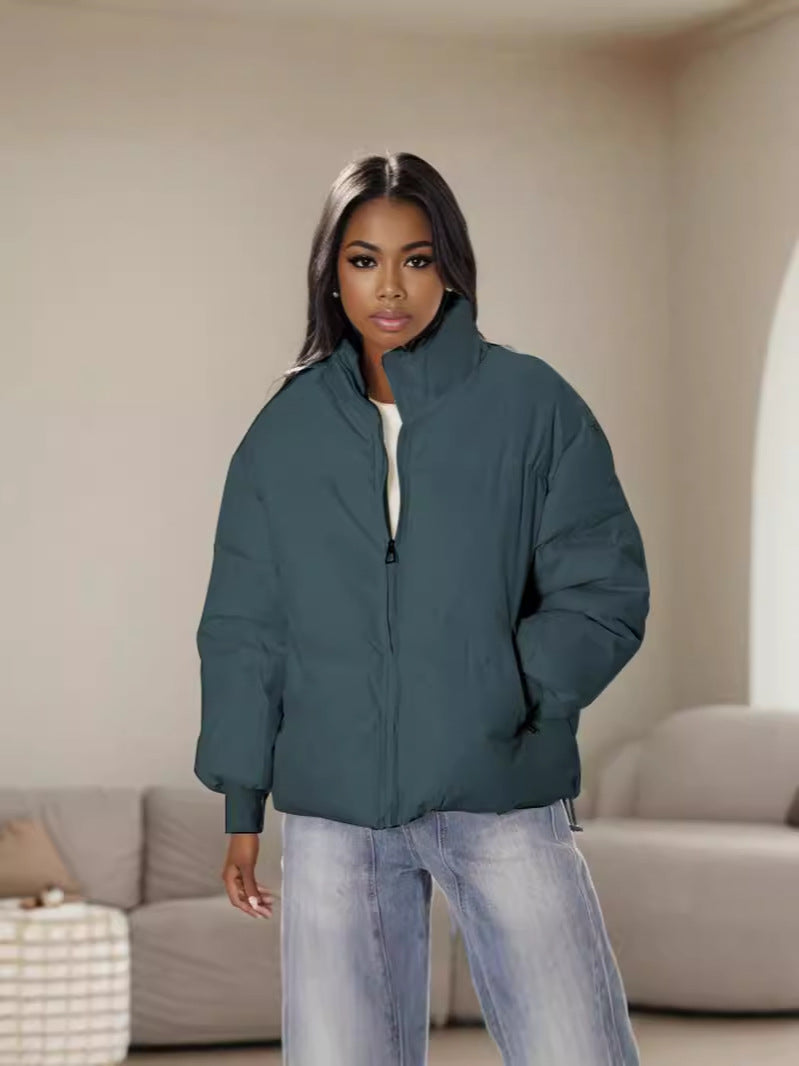 Women long-sleeved high collar zipper warm winter Padding Jacket 7