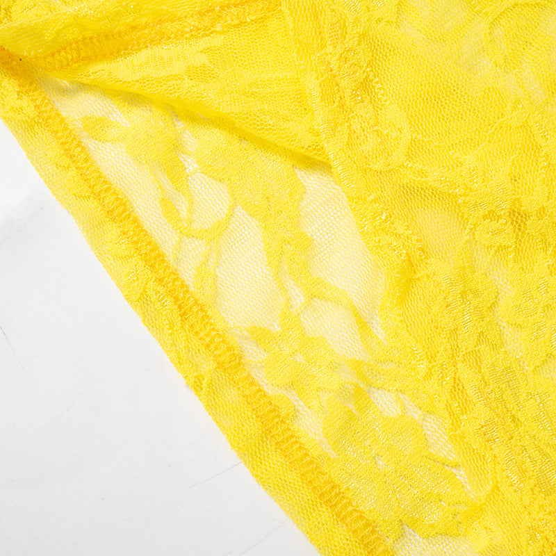 Women Summer Lace Hollow Off Shoulder Strapless Top and Pants Two-piece Set 12