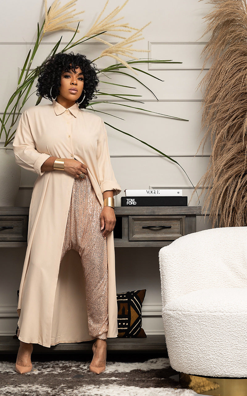 Women Casual Sequined Harem Pants 4