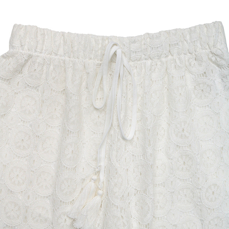 Women Summer Casual See-Through Lace Pants 9