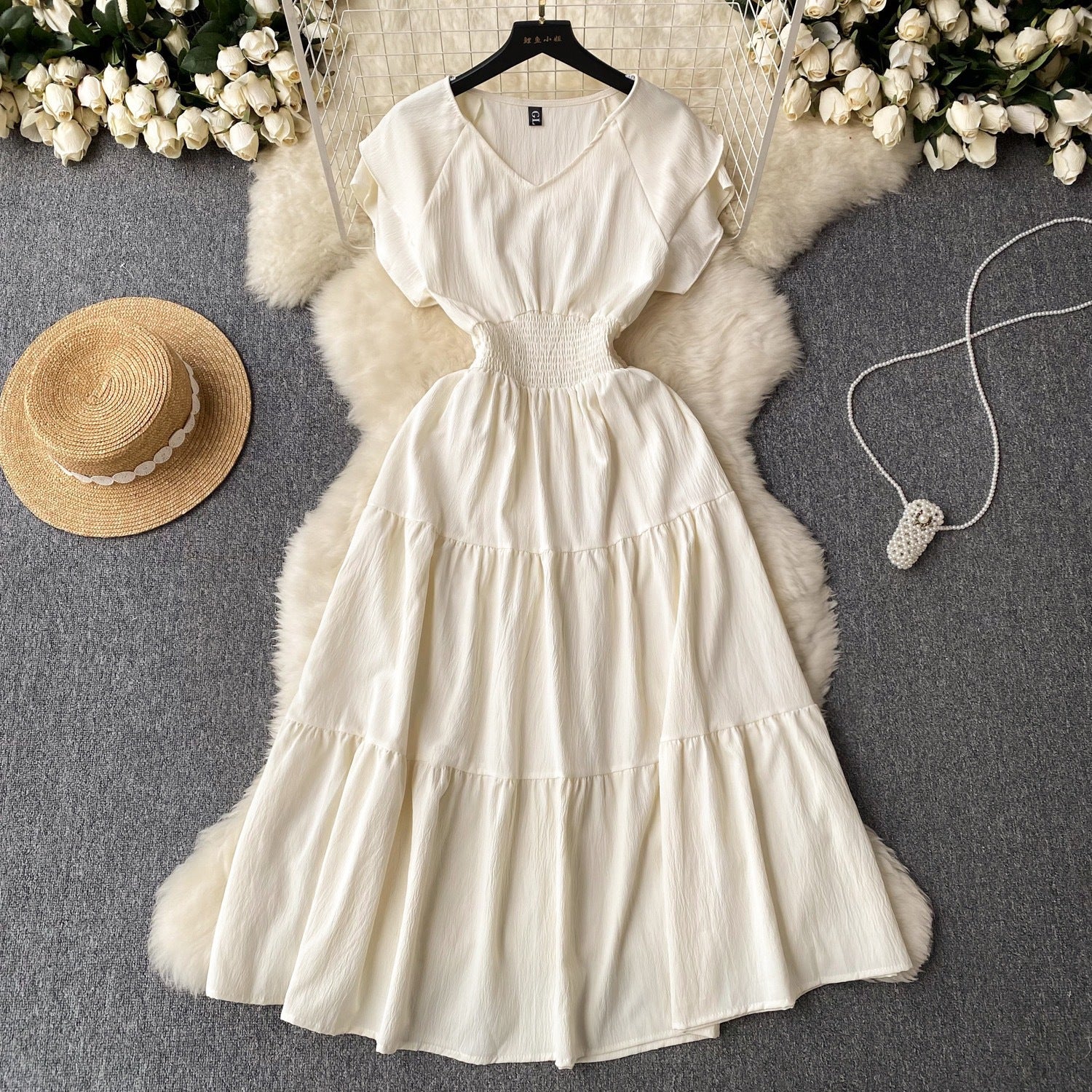 Women vintage pleated Long Dress 16