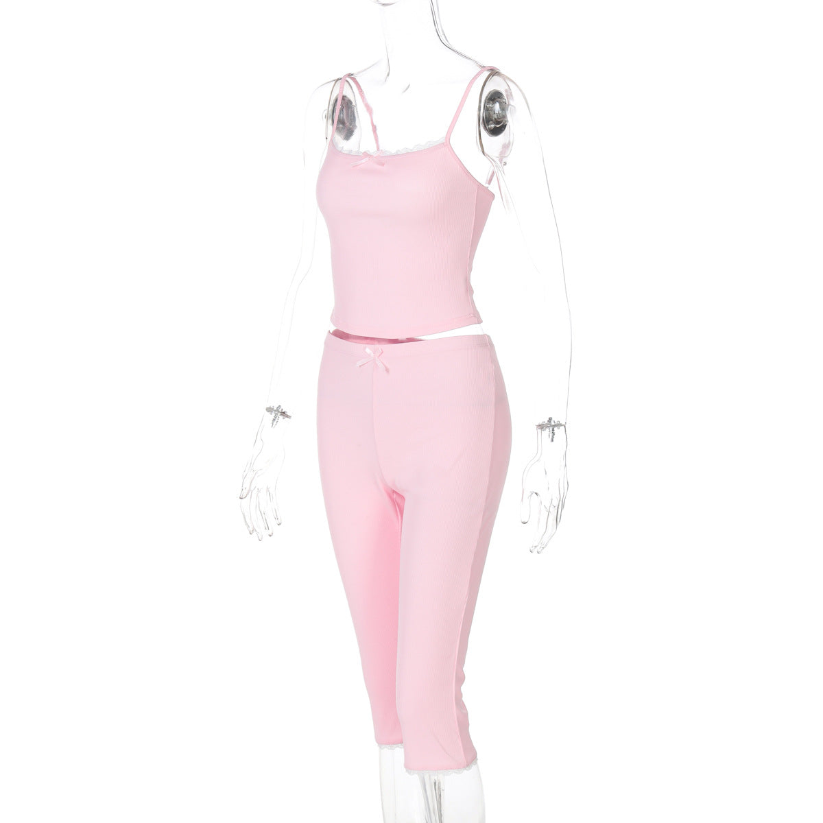 Women Spring Summer Lace Lace Suspender Top Shorts Two Piece Set 7