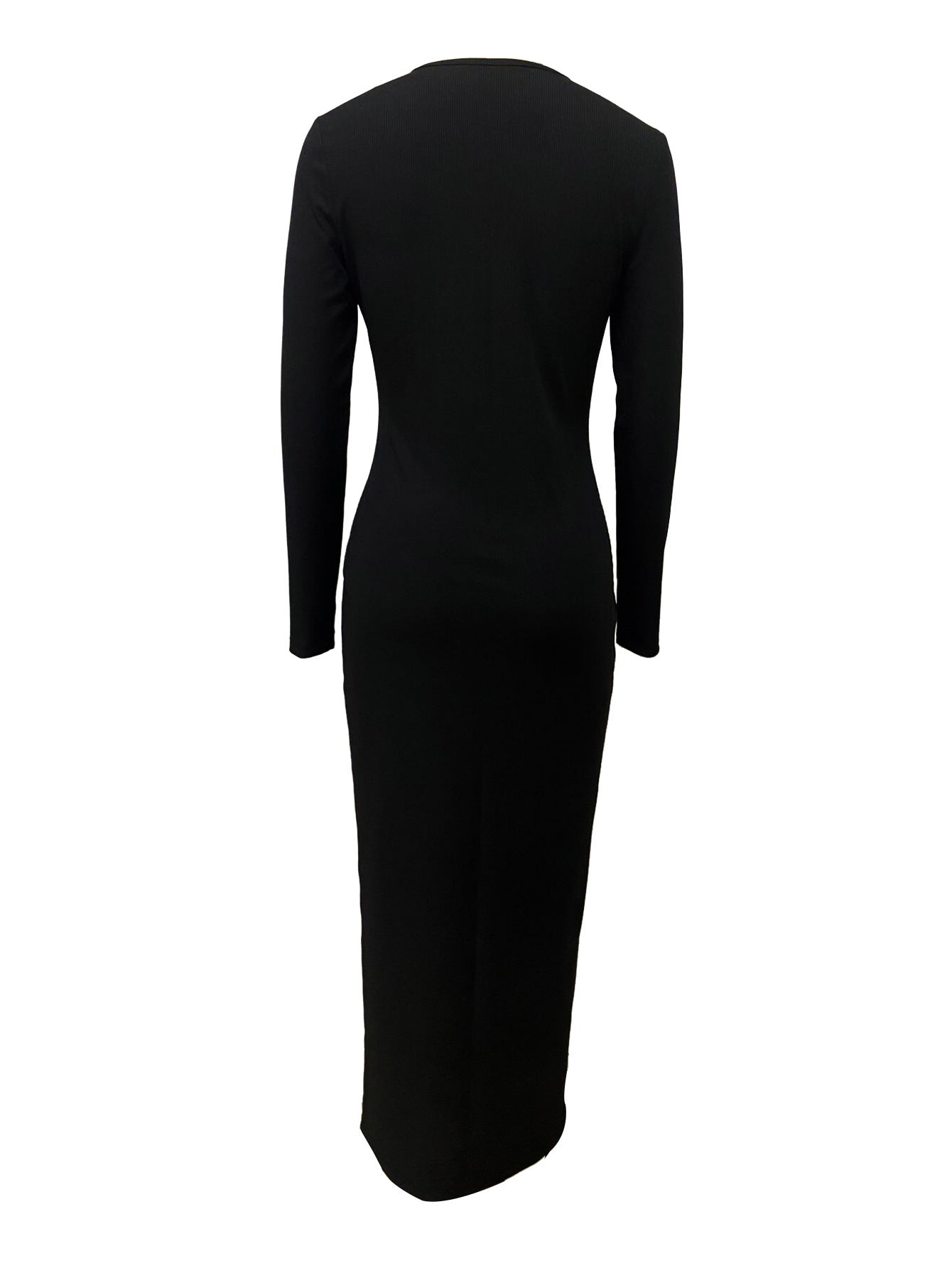 Women Long Sleeve Ribbed Sexy U-neck dress 4