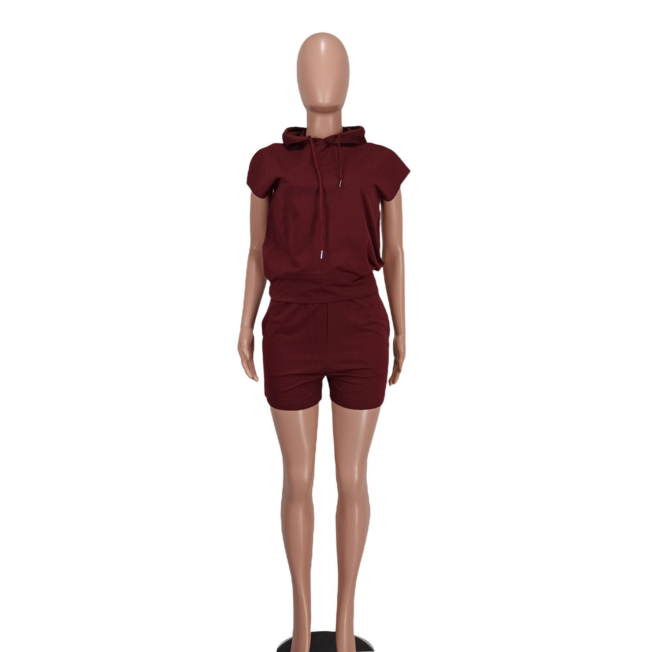 Women's Fashion Casual Sport Hooded Short Sleeve Two-Piece Shorts Set Women's Clothing 16