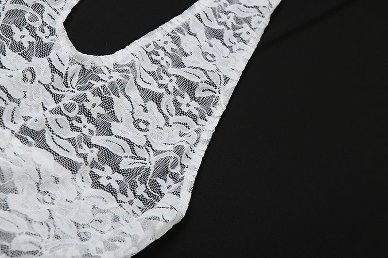 Women autumn sexy Patchwork Lace Halter Neck sexy short skirt 11