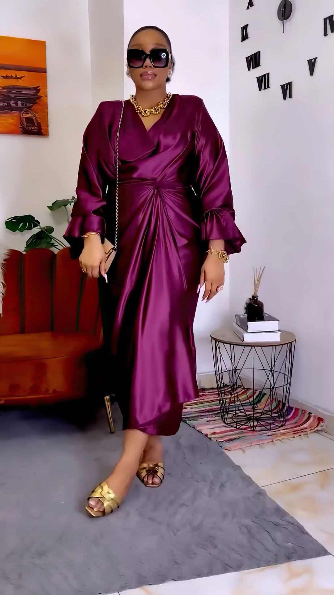 Women's clothing loose long Sleeve top long skirt two-piece set 4