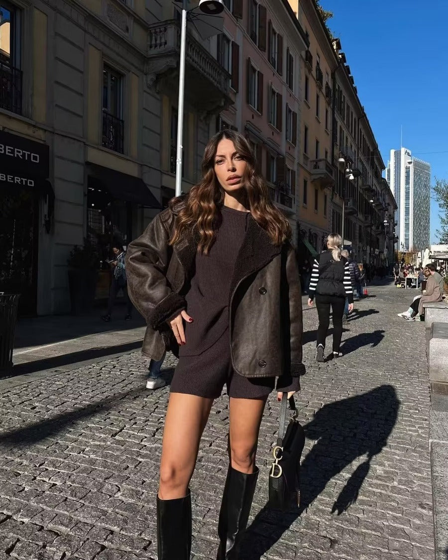 Winter Turndown Collar Loose Fur Jacket 3