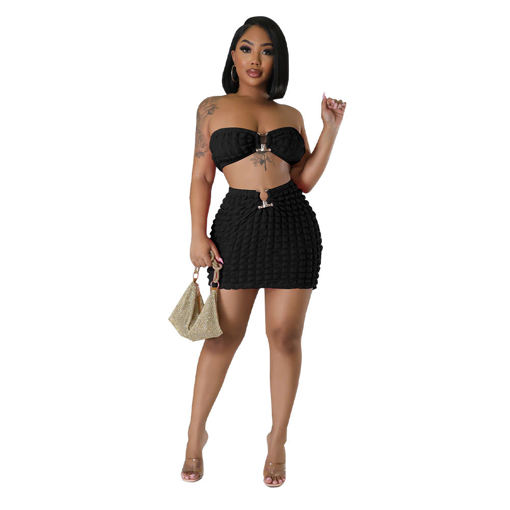 Women Sexy Bandeau Top and Skirt Two-Piece Set 13
