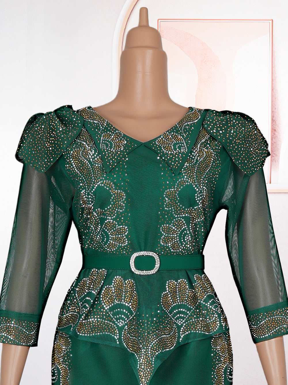 Plus Size African Women beaded party dress 14