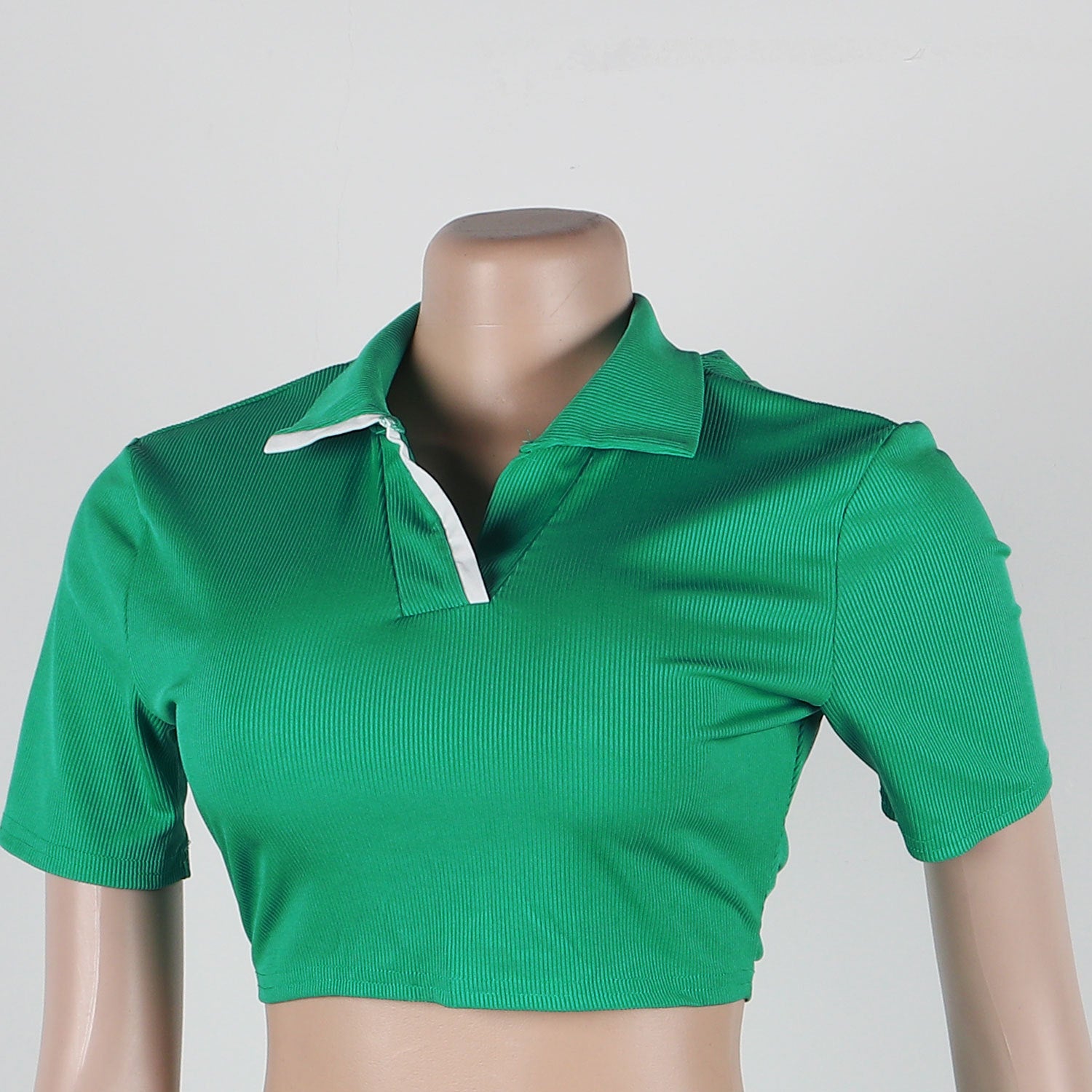 Women Sexy Turndown Collar Short Sleeve Top and Skirt Two-piece Set 20