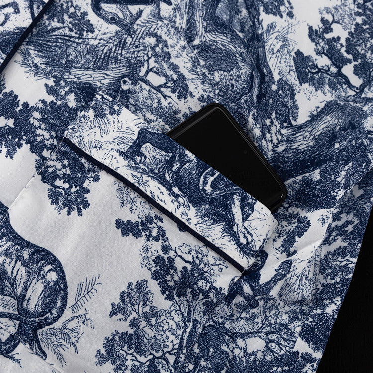 Spring And Autumn Print Turndown Collar Long Sleeve Shirt Trousers Two-Piece Suit Women's Clothing 13