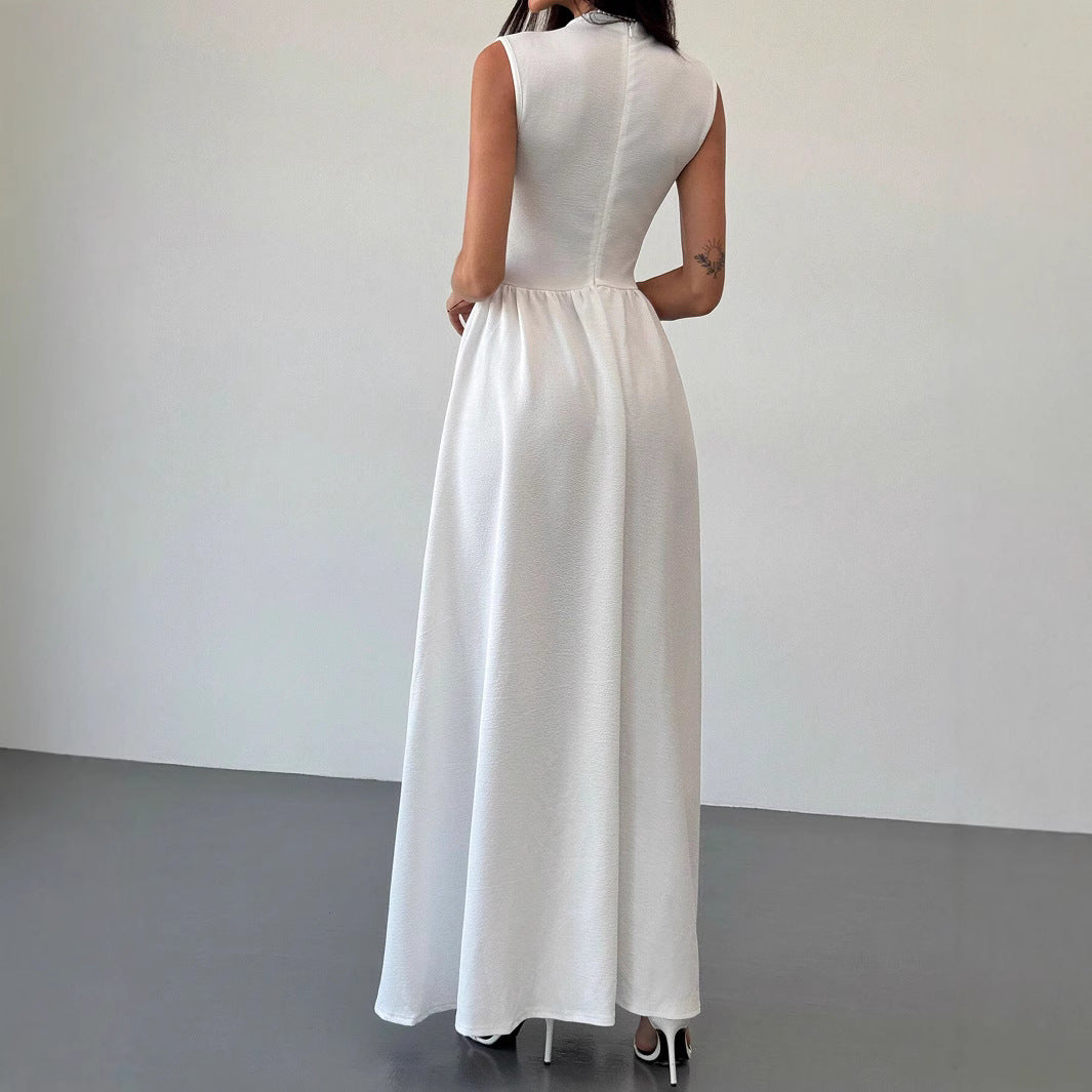 Womenƒ??s Elegant Evening Gown Contrast Patchwork Sleeveless Maxi Dress 5