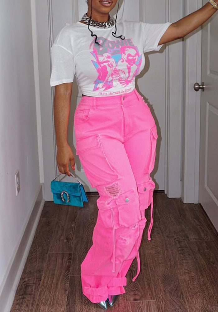 Denim Cargo Pants Multi-Pocket Pants Retro Casual Pocket Pants