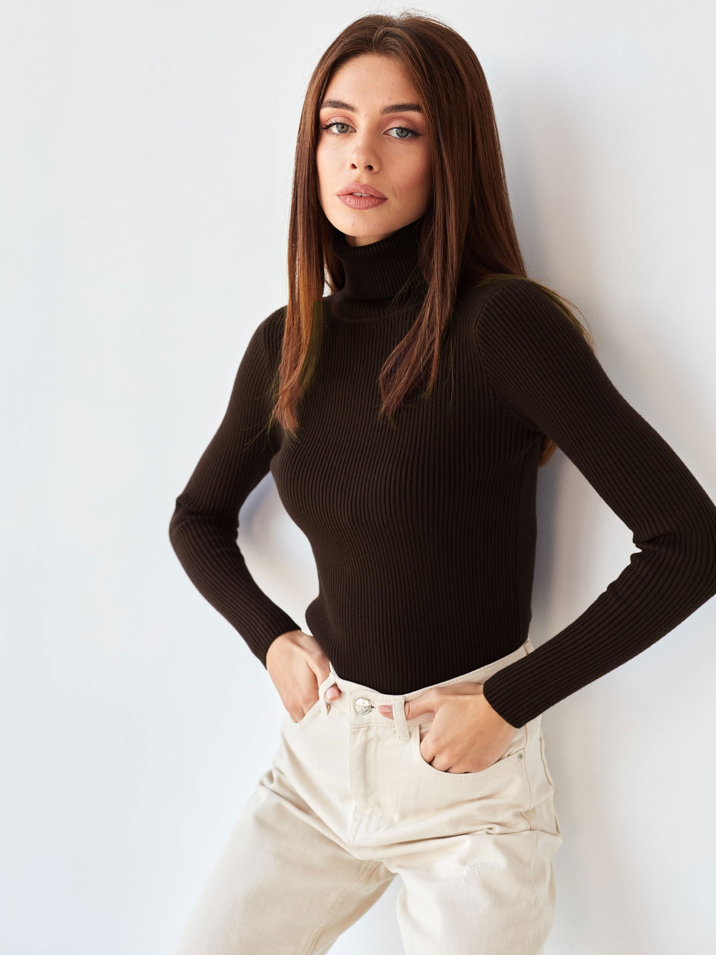 Autumn Turtleneck Pullover Sweater Knitting Basic Shirt For Women 41