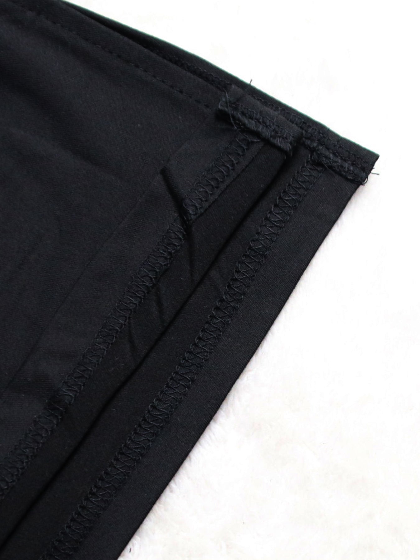 Women summer solid Ripped pleated drawstring side slit dress 7