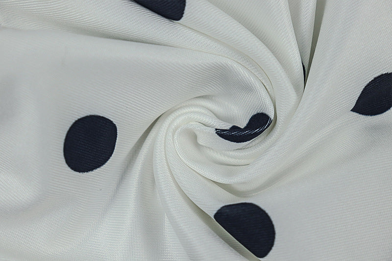 Women Black and White Polka Dot Pleated Halter Neck Sleeveless Dress 18