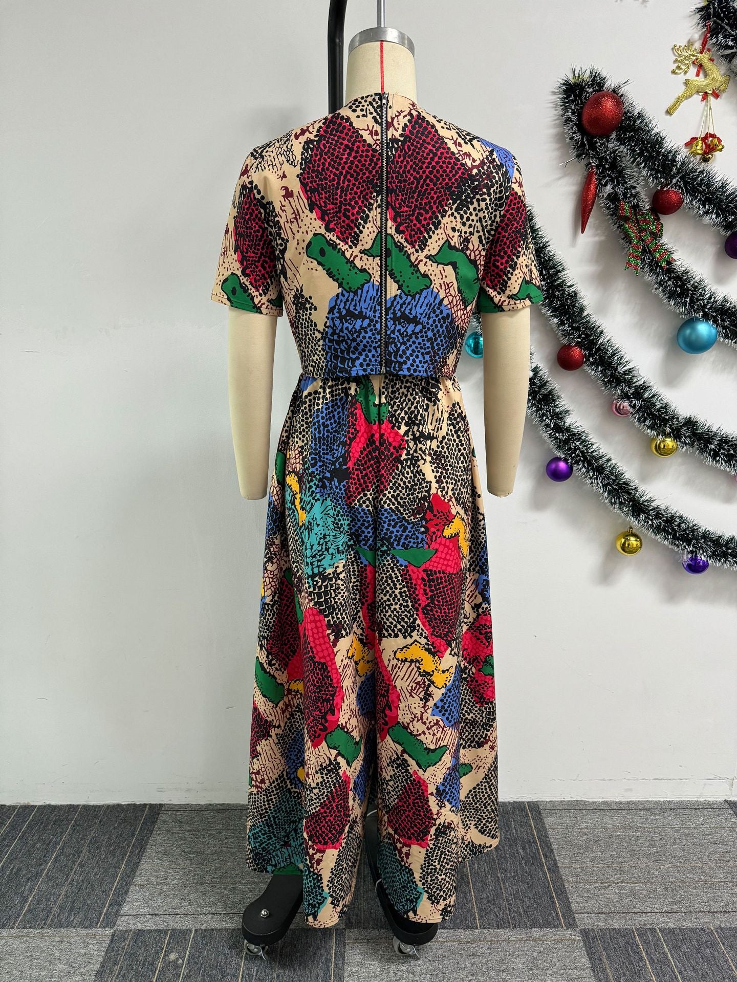 Women Sexy Printed Top and Loose Wide Leg Pants Two-piece Set 5