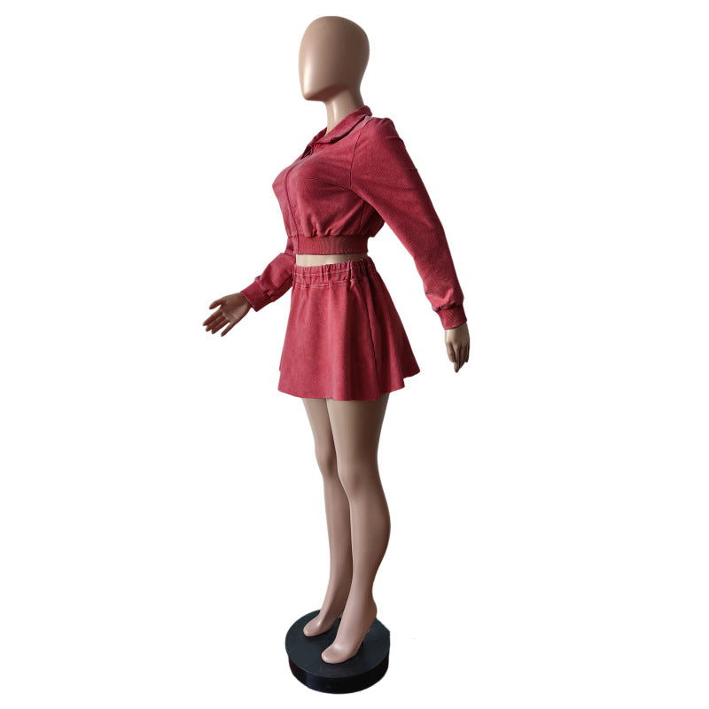 Women Stretch jacket and Skirt Two Piece Set 8