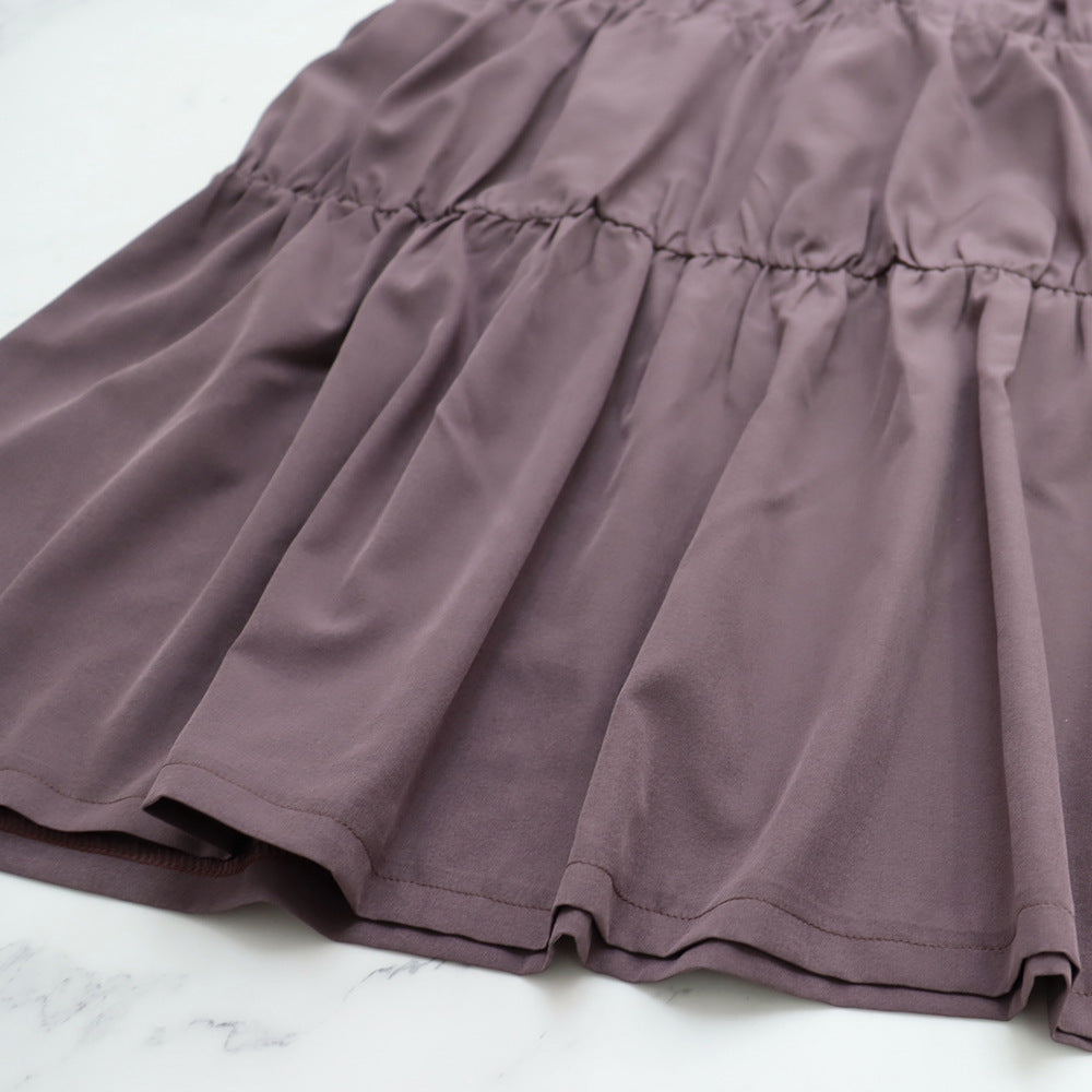 High Collar Solid Color Simple Loose Casual Women's Dress 19