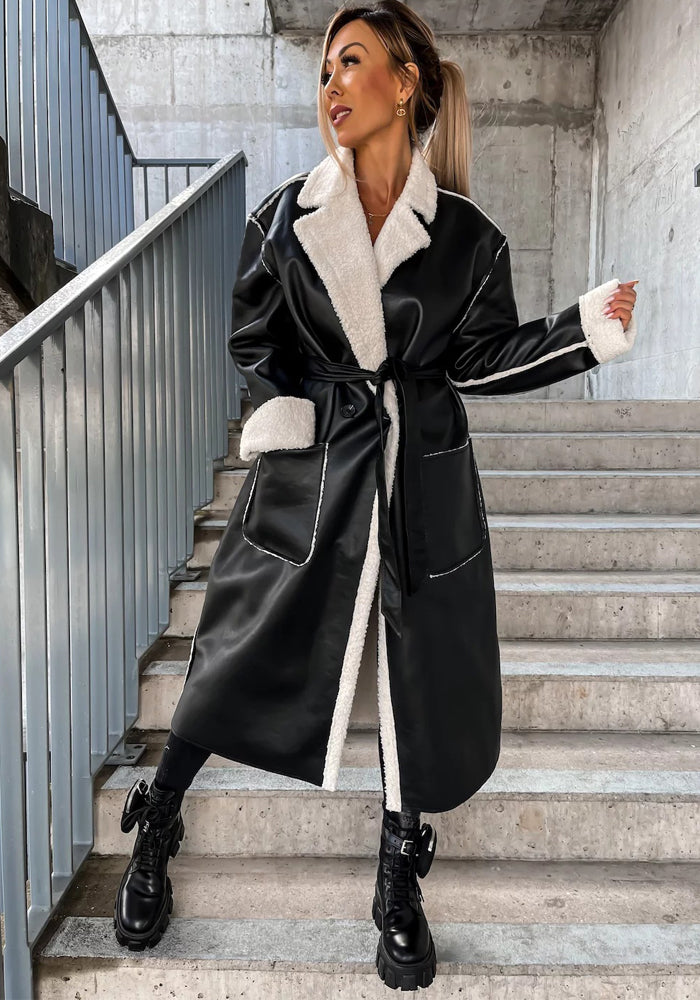 Autumn and winter Casual leather windbreaker loose fashion coat