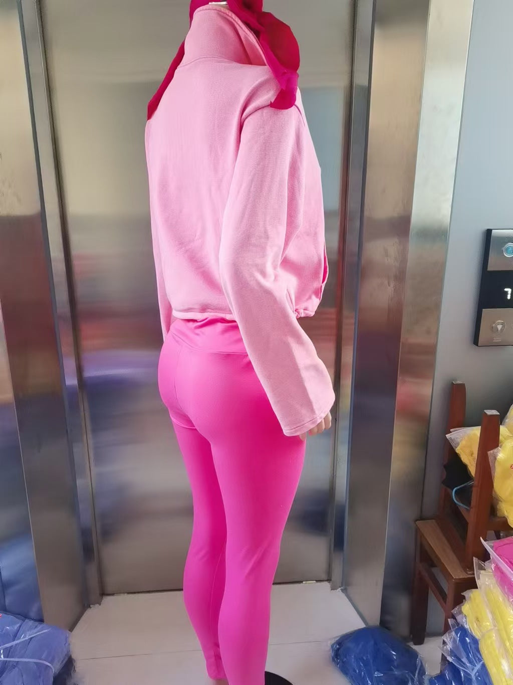 Women washed long-sleeved zipper pocket top and Pants Two Piece Set 12