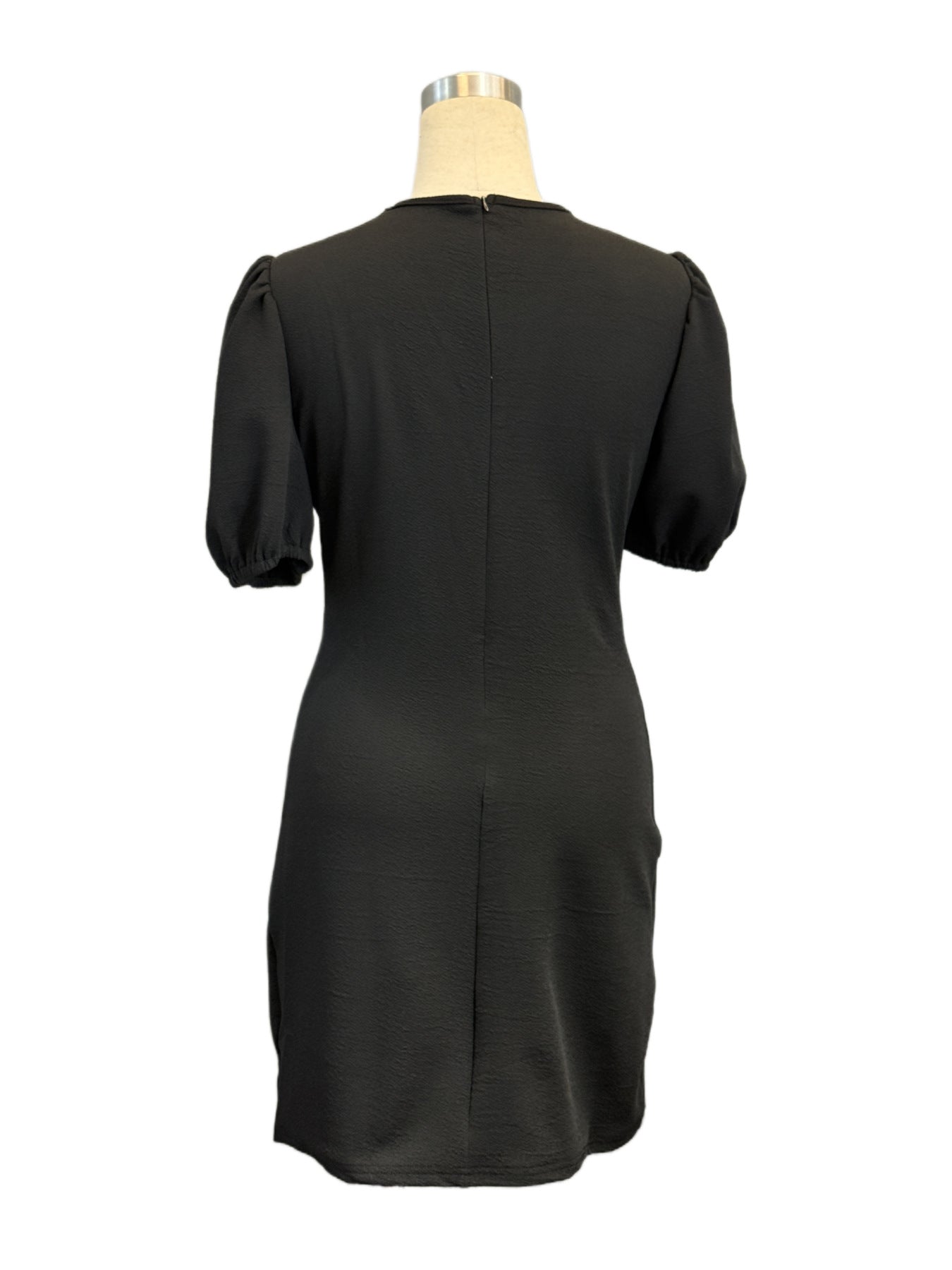 Women's Round-Neck Hollow Crystal Bowknot Puff-Sleeve Slim-Waist Dress 10