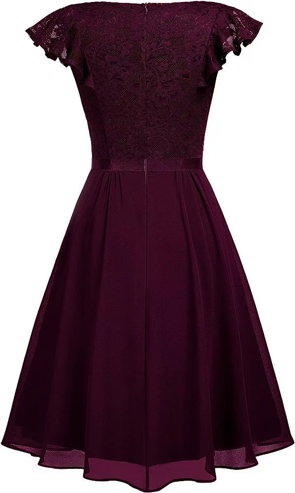 Women Lace Cutout Chiffon Dress 19