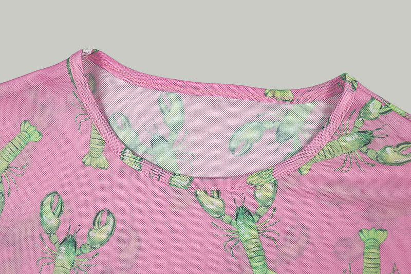 Women Patchwork Print Dress Round Neck Pleated Long-Sleeve Dress 11