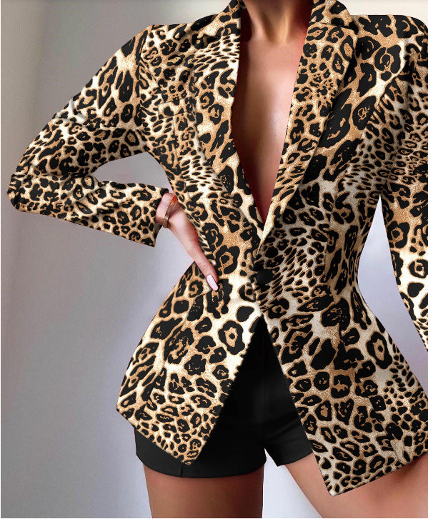 Women Casual Print Blazer And Shorts Two-Piece Set 14