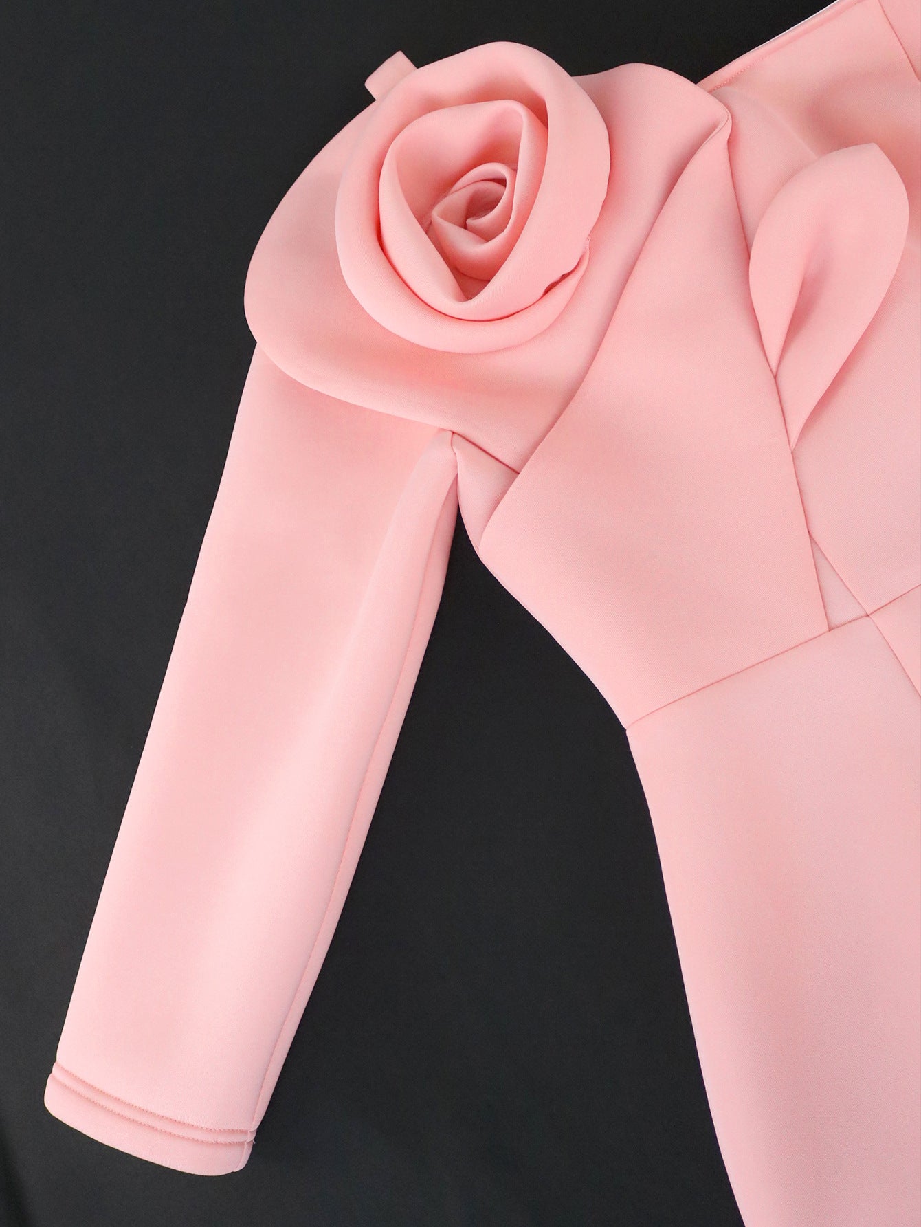 Solid Color Bell-Sleeve Back Slit Elegant Evening Gown 14