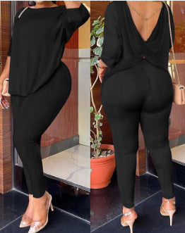 Fall Women Casual Print Top and Shorts Two-piece Set 3