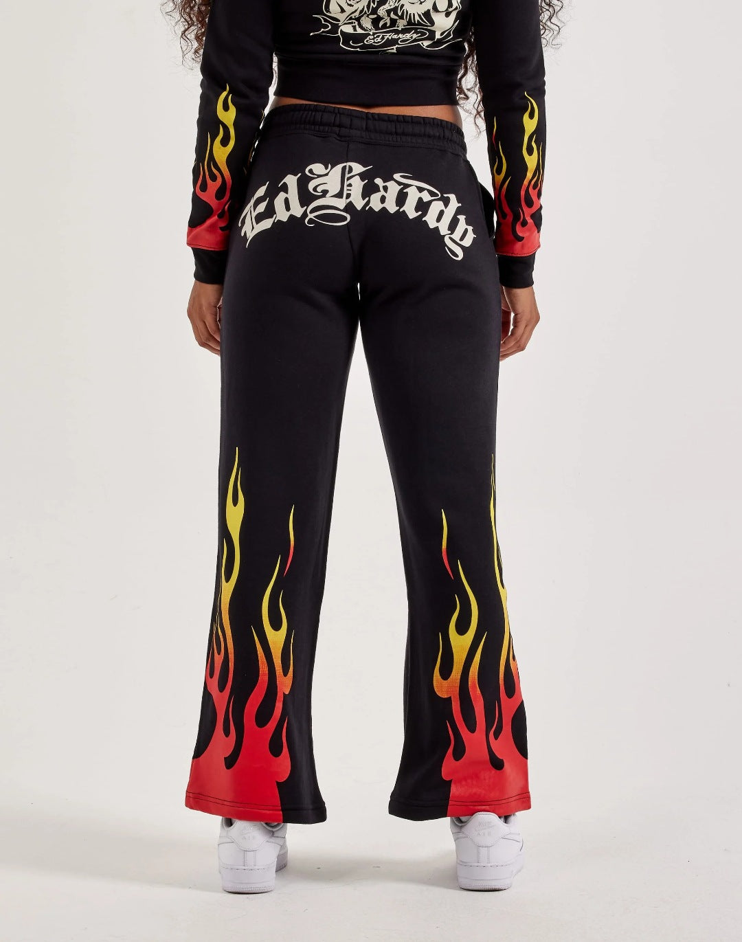 Women Printed Cropped Hoodies and Sweatpants Two-Piece Set 12