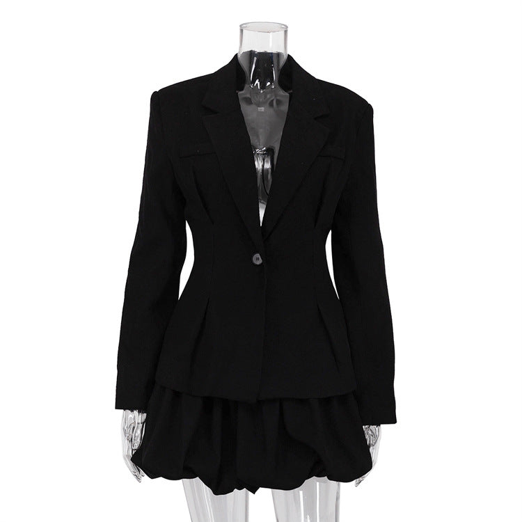 Women Turndown Collar Blazer and Pleated Tutu Skirt Two-Piece Set 7