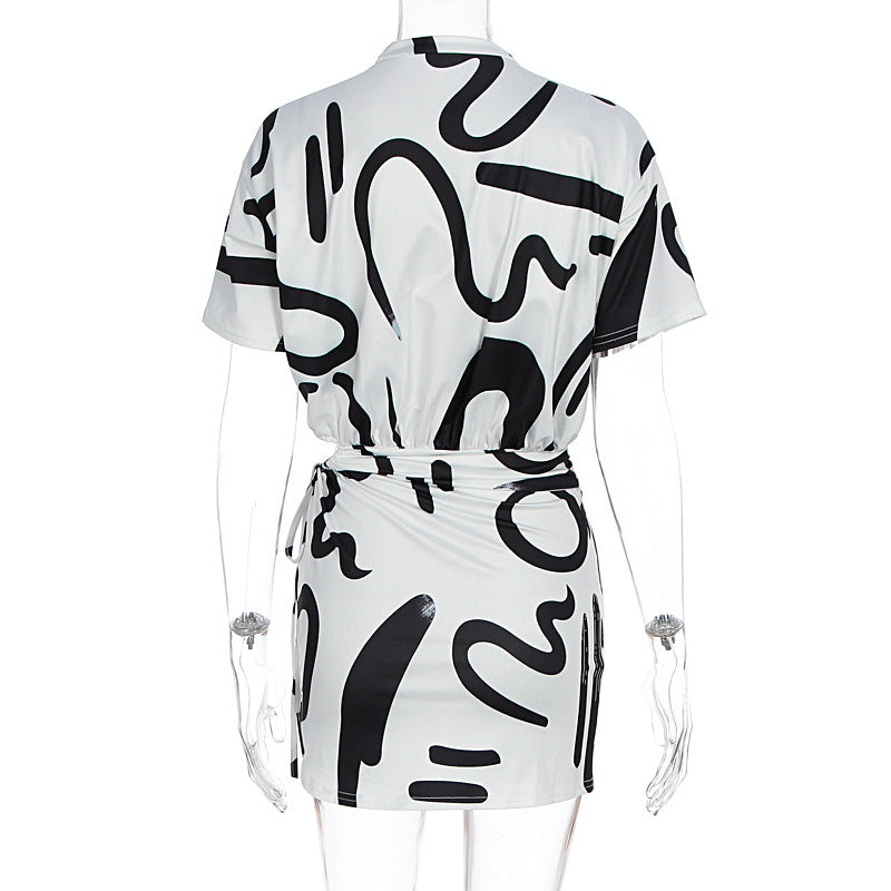 Women Summer Tie-Dye Gathered Bodycon Dress 14