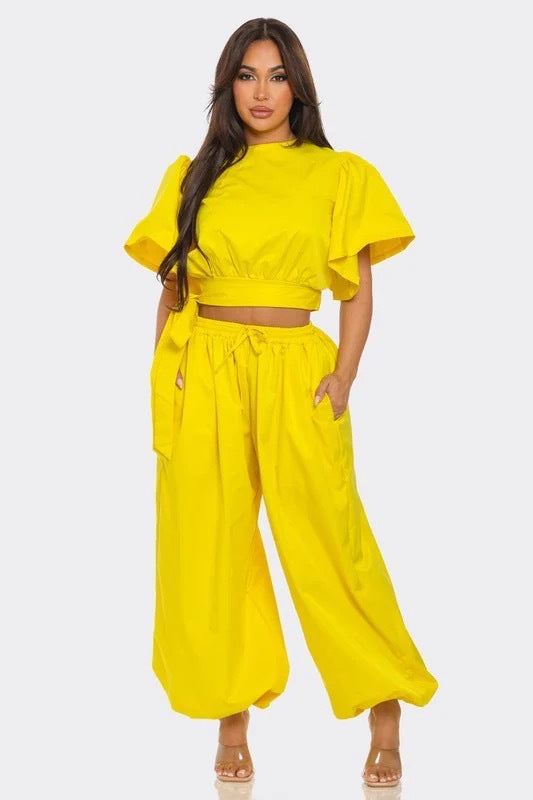 Women Lace-Up Top and Pant two-piece set 5