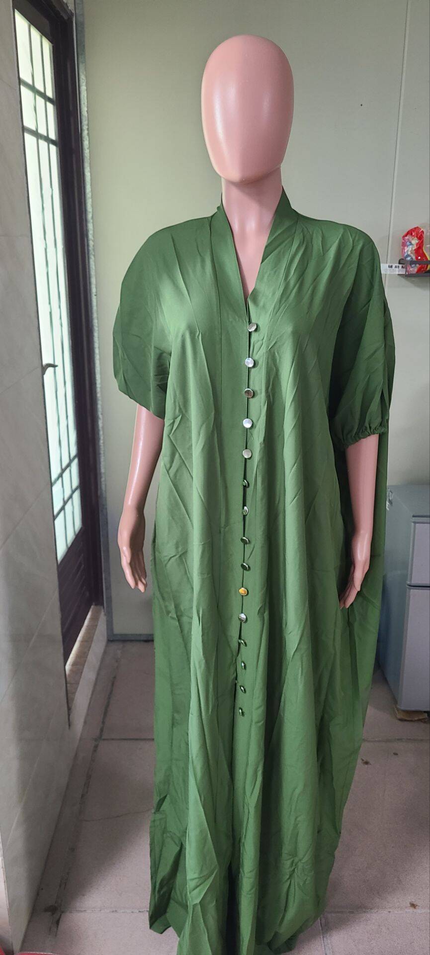 Women solid color button dress 8