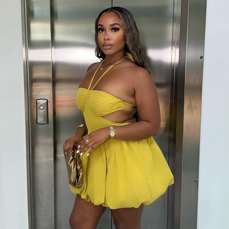 Women Autumn Halter Neck Strapless Backless Dress 5