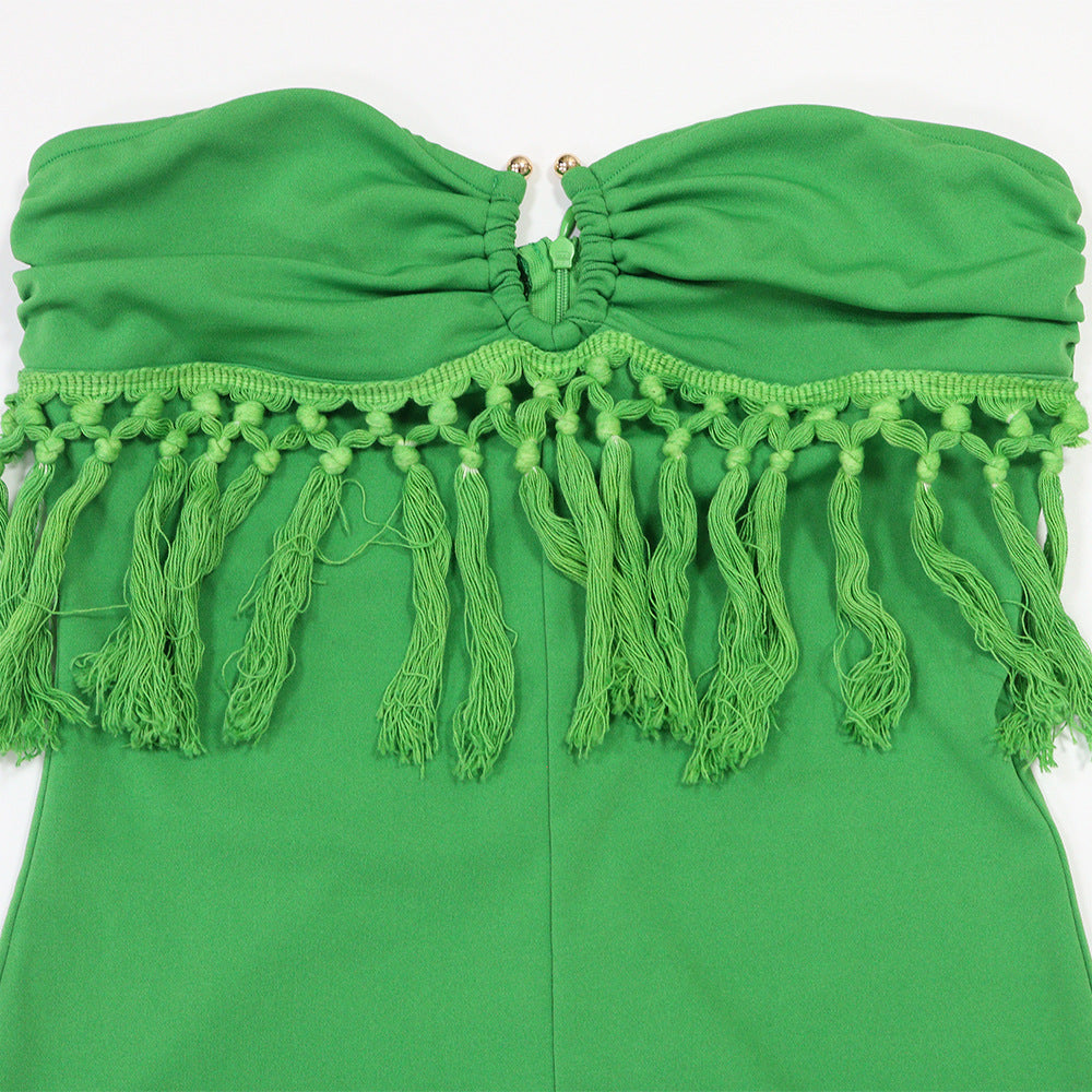 Women Sexy Strapless Solid Jumpsuit 7