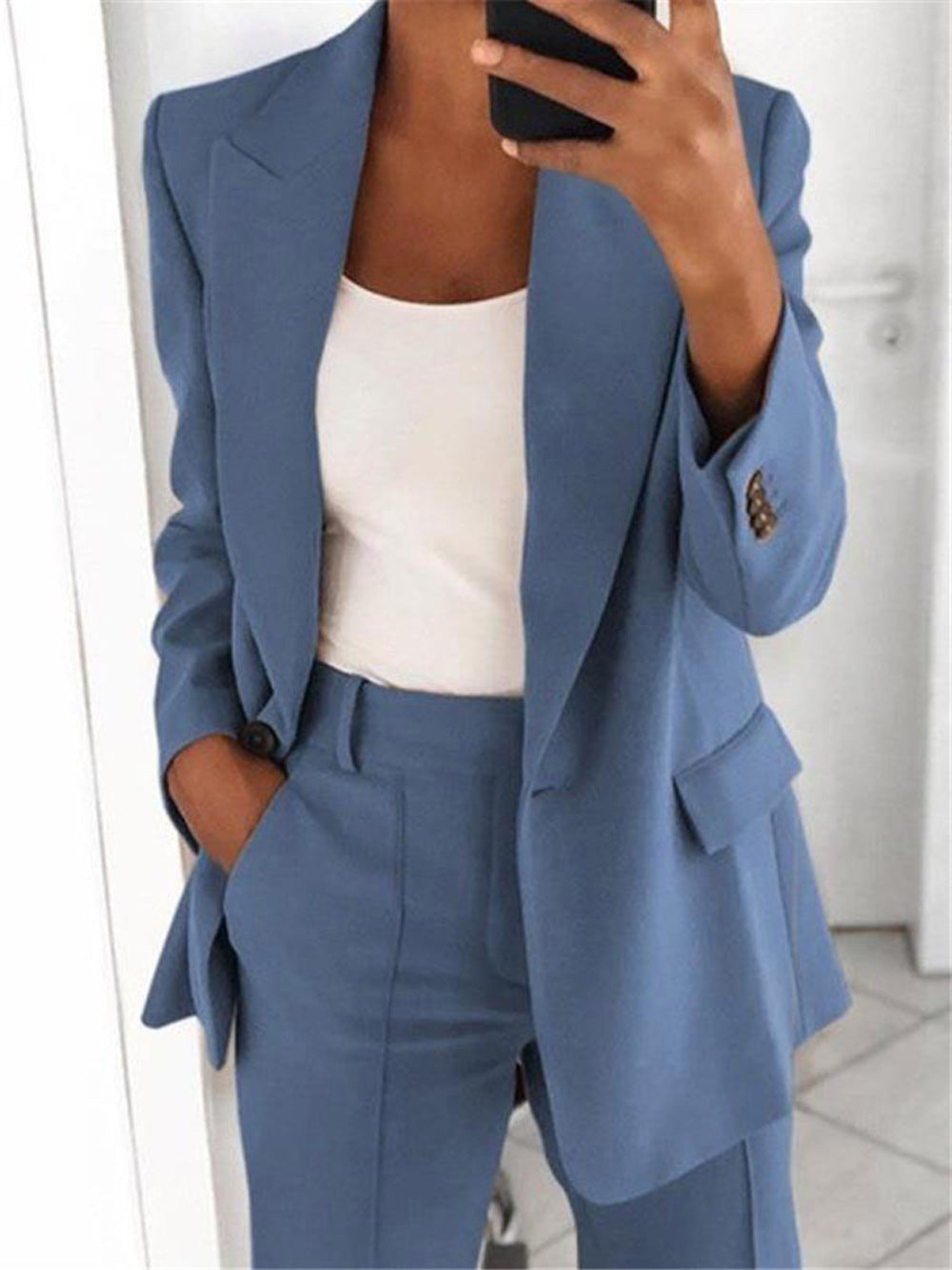 Spring/Summer Fashion Turn-Down Collar Blazer Pants Set 13