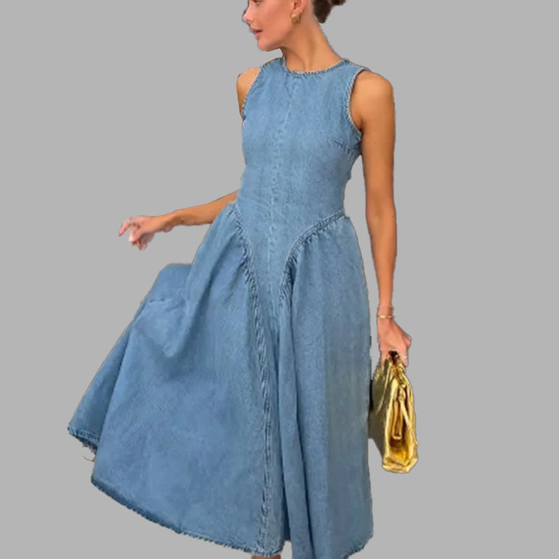 Women Spring Casual Elegant Sleeveless French Dress 4