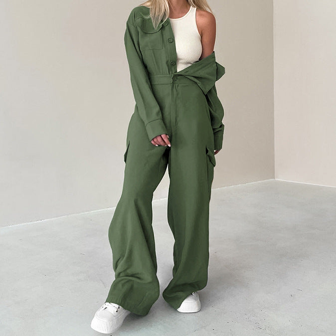 Women American long-sleeved Cargo Jumpsuit 8