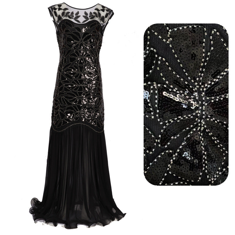 Beaded Mesh Sequin Evening Dress Wedding Long Dress 7