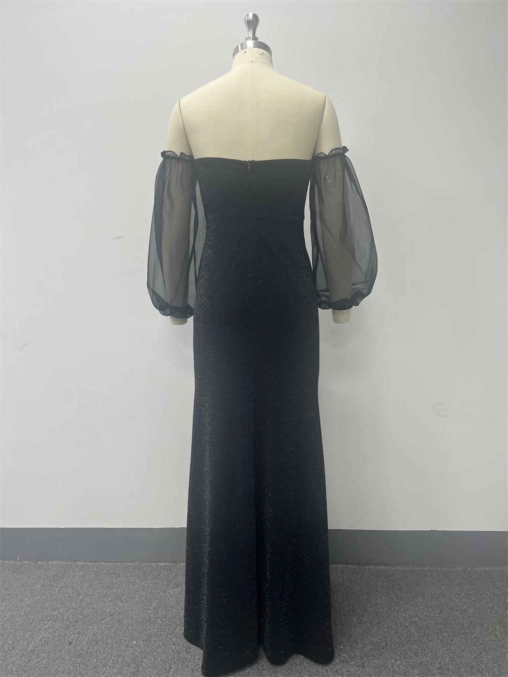 Women's Strapless Multi-Wear See-Through Mermaid Prom Dress Black Evening Gown 9