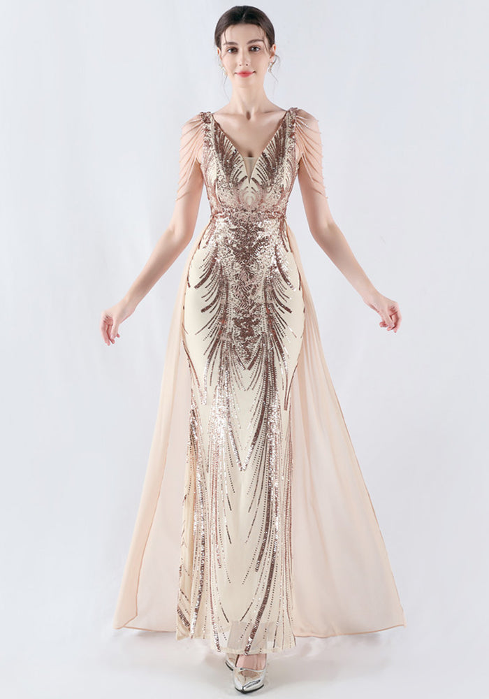 Plus Size Women Sequined Formal Party Maxi Evening Dress